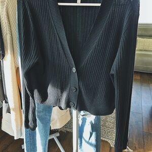 Black Ribbed Women's Sweater